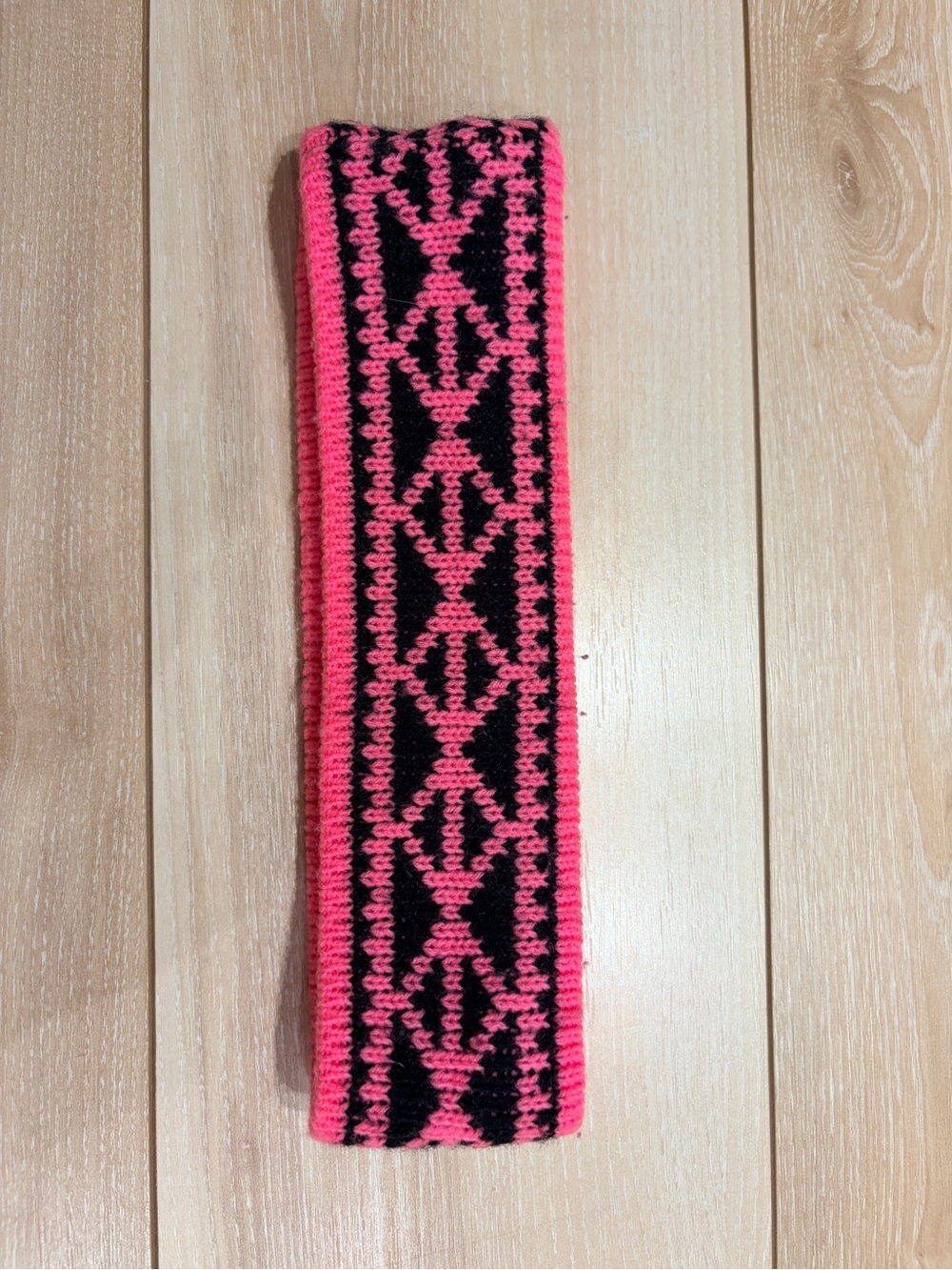 Vintage Pink and Black Knit Headband